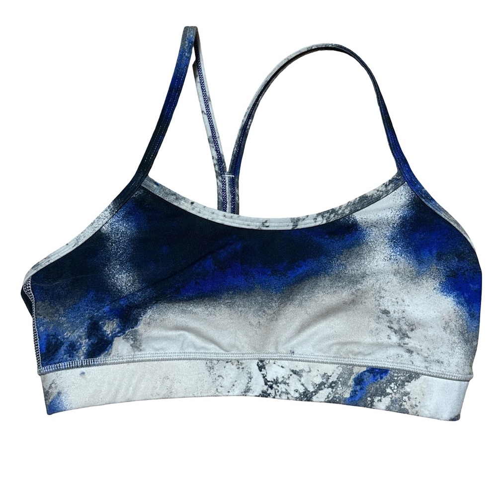 Lululemon Racerback Sports Bra Blue Grey Marble Print Size 4/6 (12" Band)